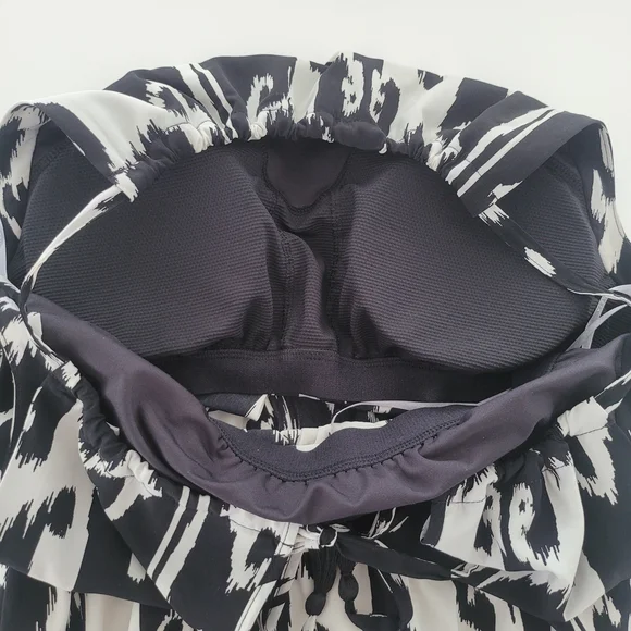 Athleta Ikat Bloom Maxi Dress Midi Halter Black & White Summer Pockets Size S - Picture 10 of 14